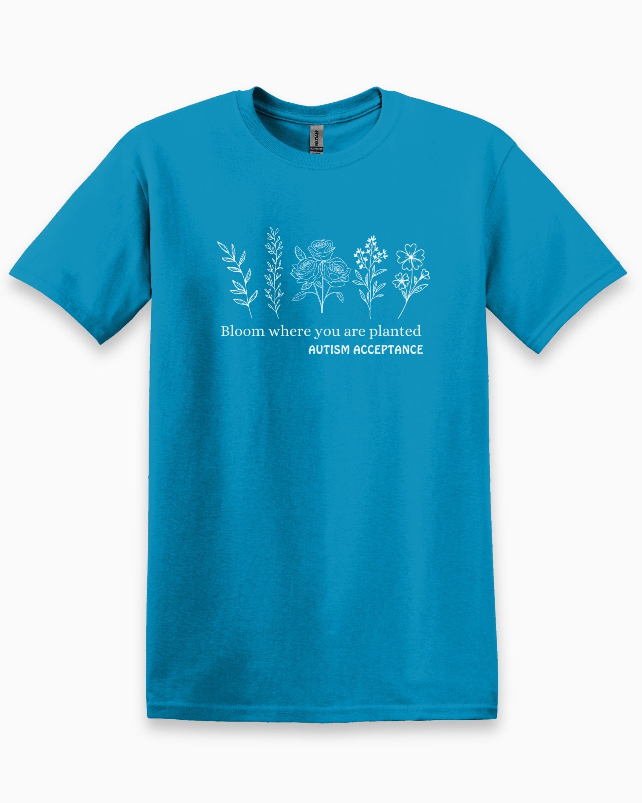 Bloom Where You Are Planted - Autism Acceptance Wildflowers Tee-Sapphire-Neurodiversity, ADHD & Autism Awareness & Acceptance T-Shirt by Daily Bloom