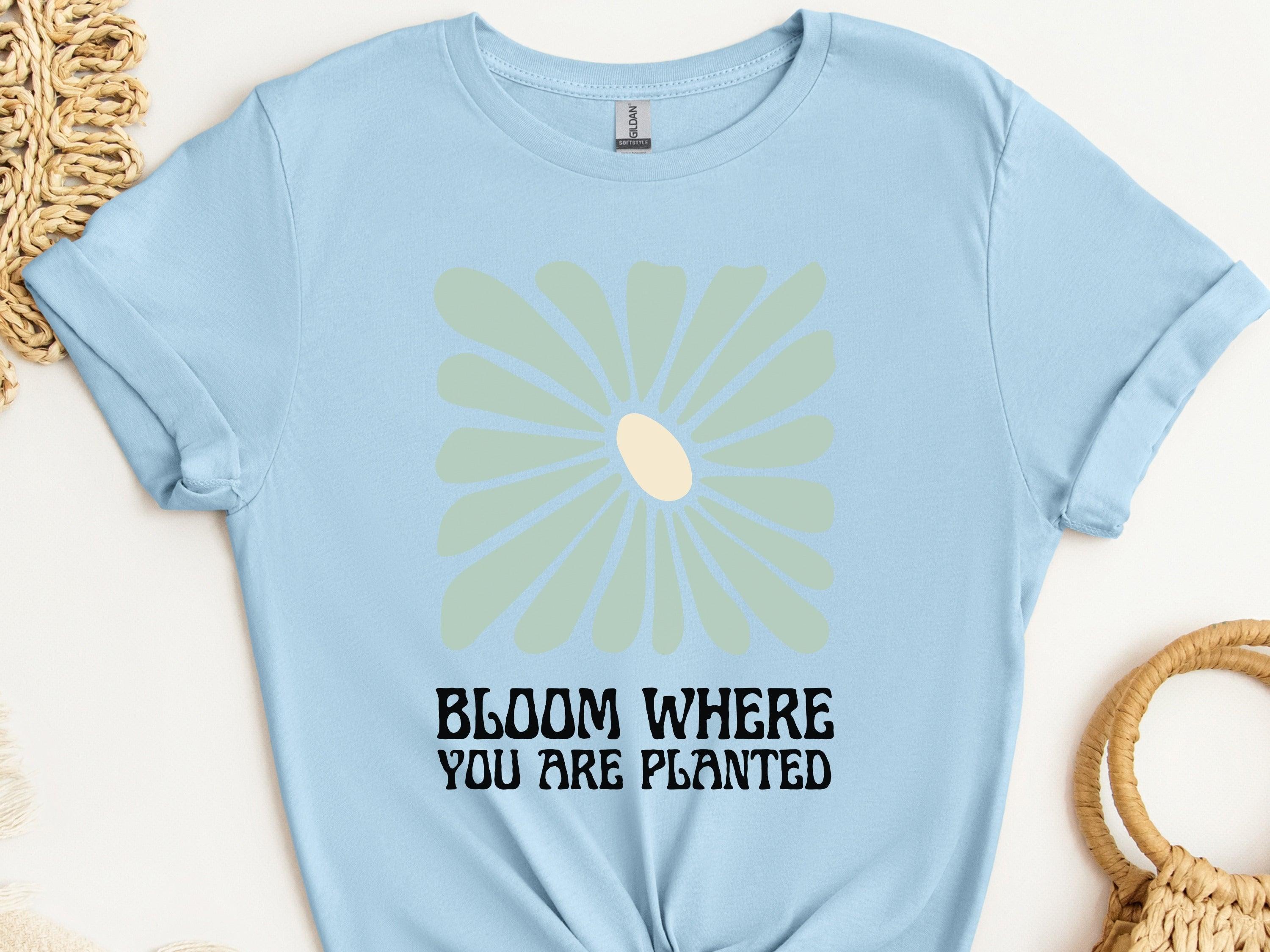 Bloom Where You Are Planted Tee-Light Blue-Neurodiversity, ADHD & Autism Awareness & Acceptance T-Shirt by Daily Bloom