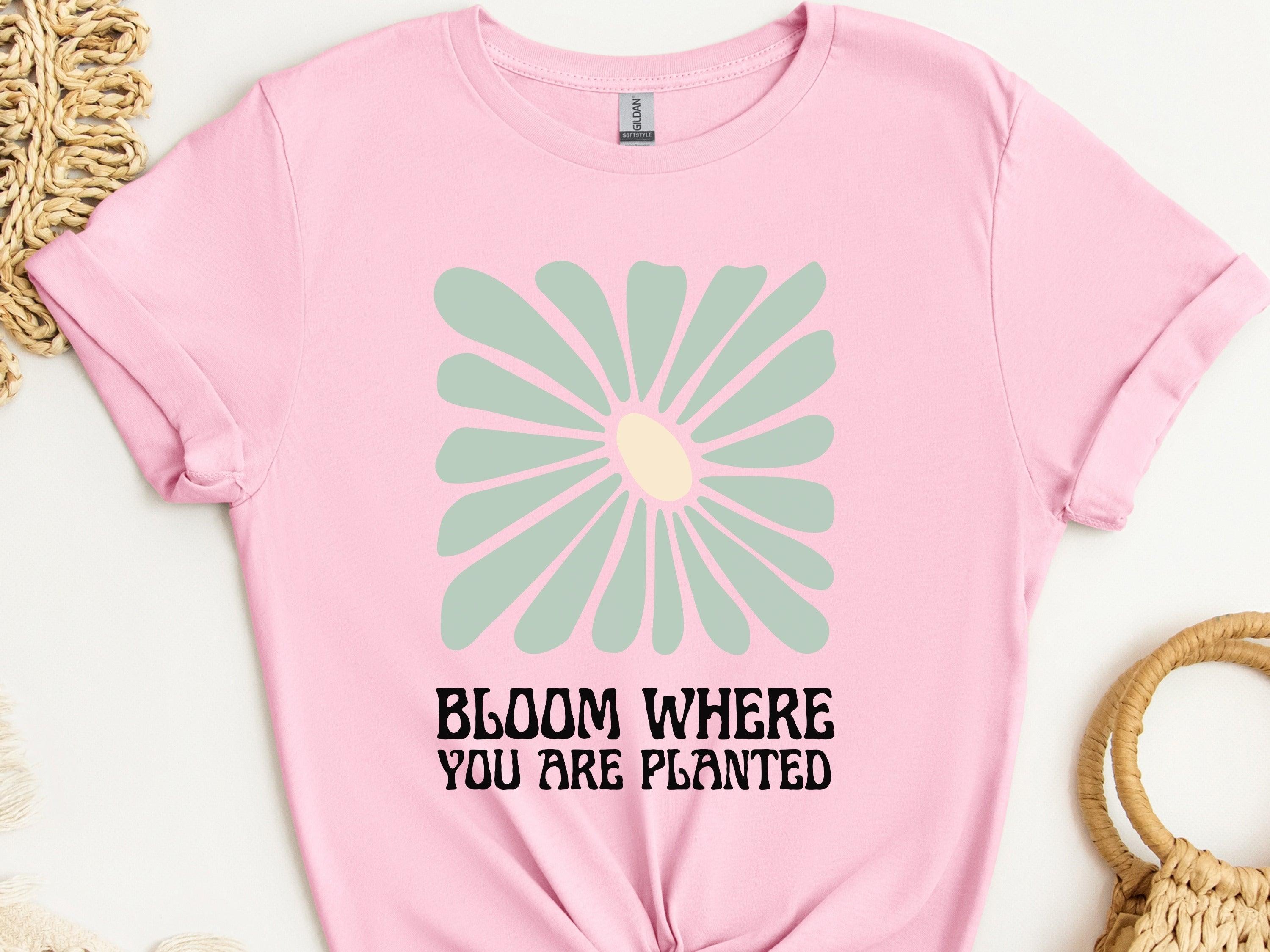Bloom Where You Are Planted Tee-Light Pink-Neurodiversity, ADHD & Autism Awareness & Acceptance T-Shirt by Daily Bloom