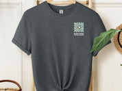 Bloom Where You Are Planted Tee w/ Back Print-Dark Heather Grey-Neurodiversity, ADHD & Autism Awareness & Acceptance T-Shirt by Daily Bloom