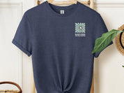 Bloom Where You Are Planted Tee w/ Back Print-Heather Navy-Neurodiversity, ADHD & Autism Awareness & Acceptance T-Shirt by Daily Bloom