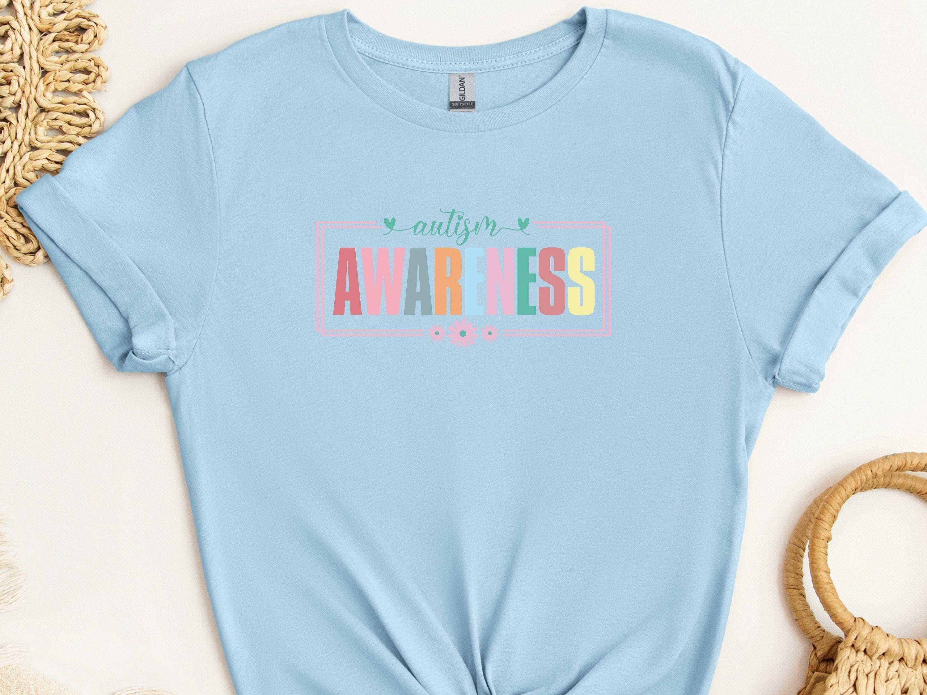 Bright Blooms for Autism Awareness Tee-Light Blue-Neurodiversity, ADHD & Autism Awareness & Acceptance T-Shirt by Daily Bloom