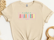 Bright Blooms for Autism Awareness Tee-Sand-Neurodiversity, ADHD & Autism Awareness & Acceptance T-Shirt by Daily Bloom