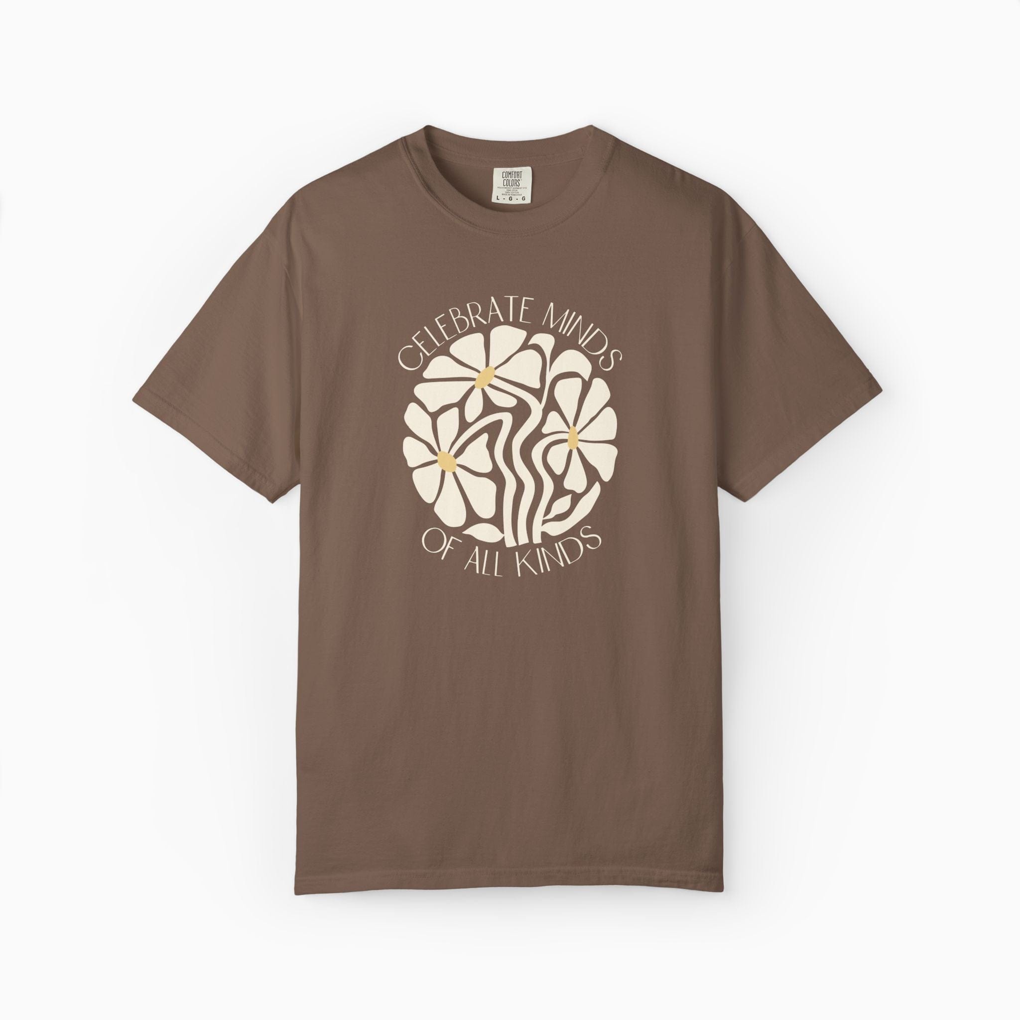 Autism T-Shirt By Daily Bloom Celebrate Minds of All Kinds Comfort Colors Tee Espresso / S