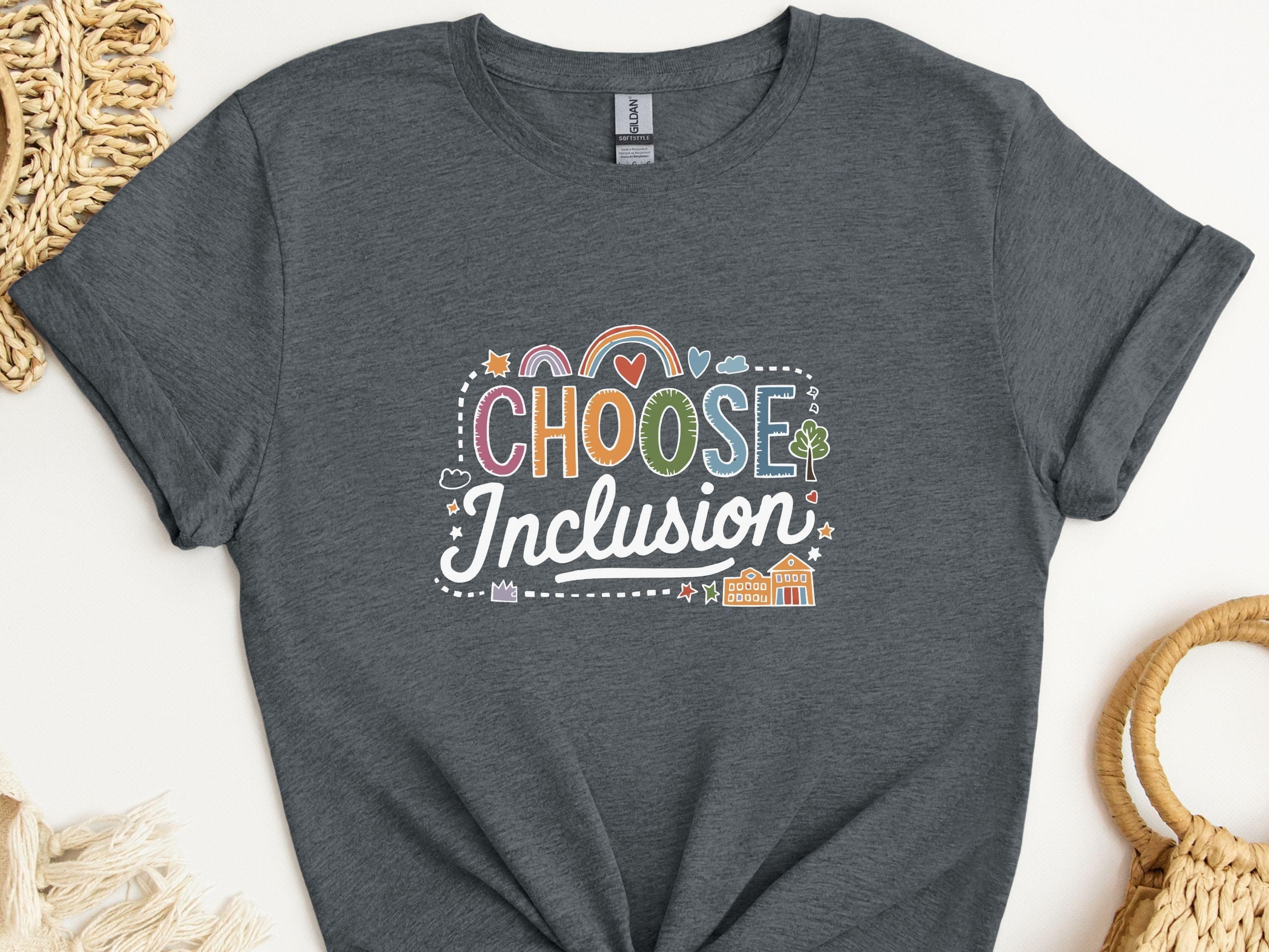 Choose Inclusion Tee-Dark Heather Grey-Neurodiversity, ADHD & Autism Awareness & Acceptance T-Shirt by Daily Bloom