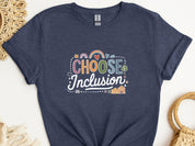 Choose Inclusion Tee-Heather Navy-Neurodiversity, ADHD & Autism Awareness & Acceptance T-Shirt by Daily Bloom