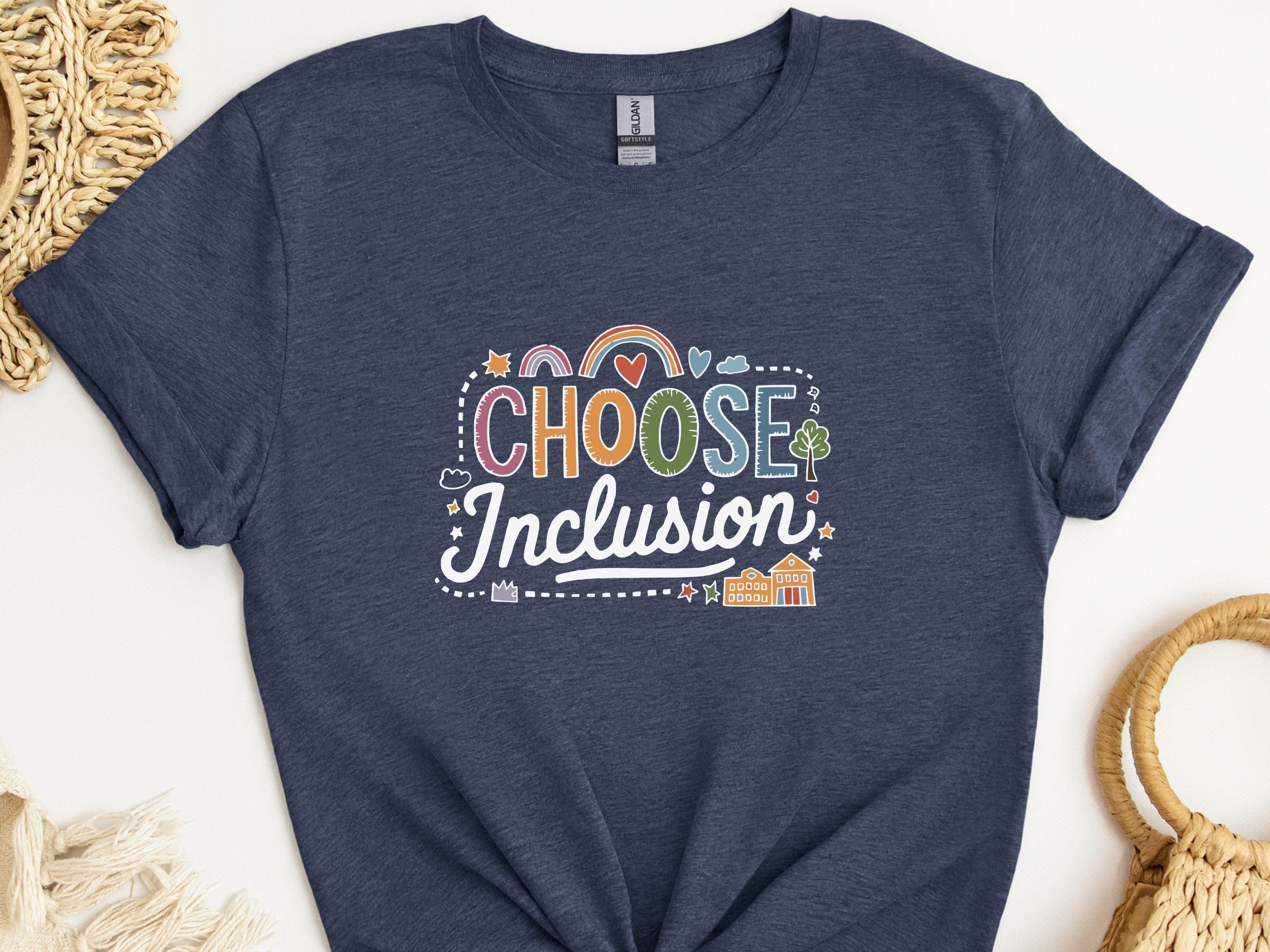 Choose Inclusion Tee-Heather Navy-Neurodiversity, ADHD & Autism Awareness & Acceptance T-Shirt by Daily Bloom