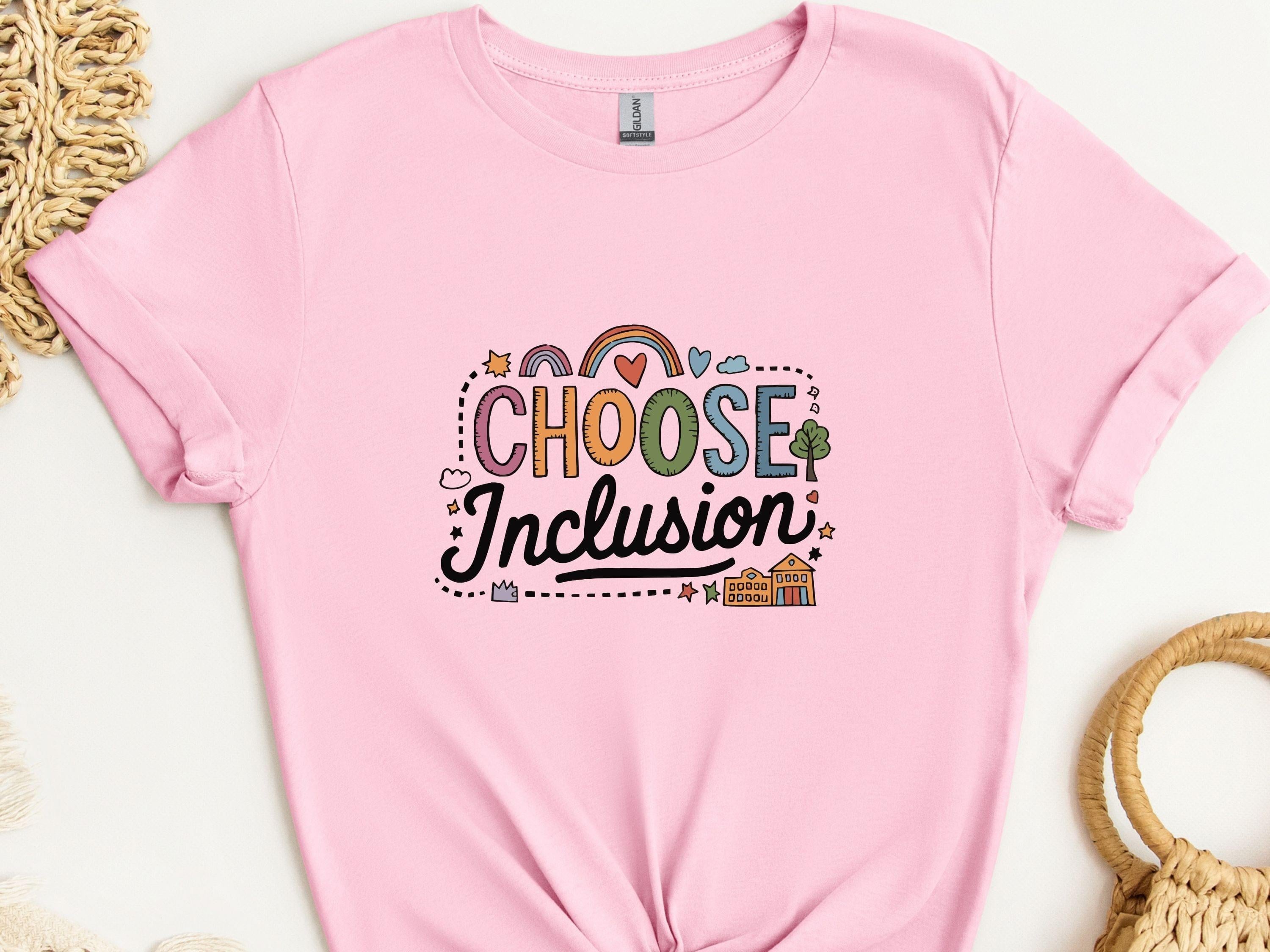 Choose Inclusion Tee-Light Pink-Neurodiversity, ADHD & Autism Awareness & Acceptance T-Shirt by Daily Bloom