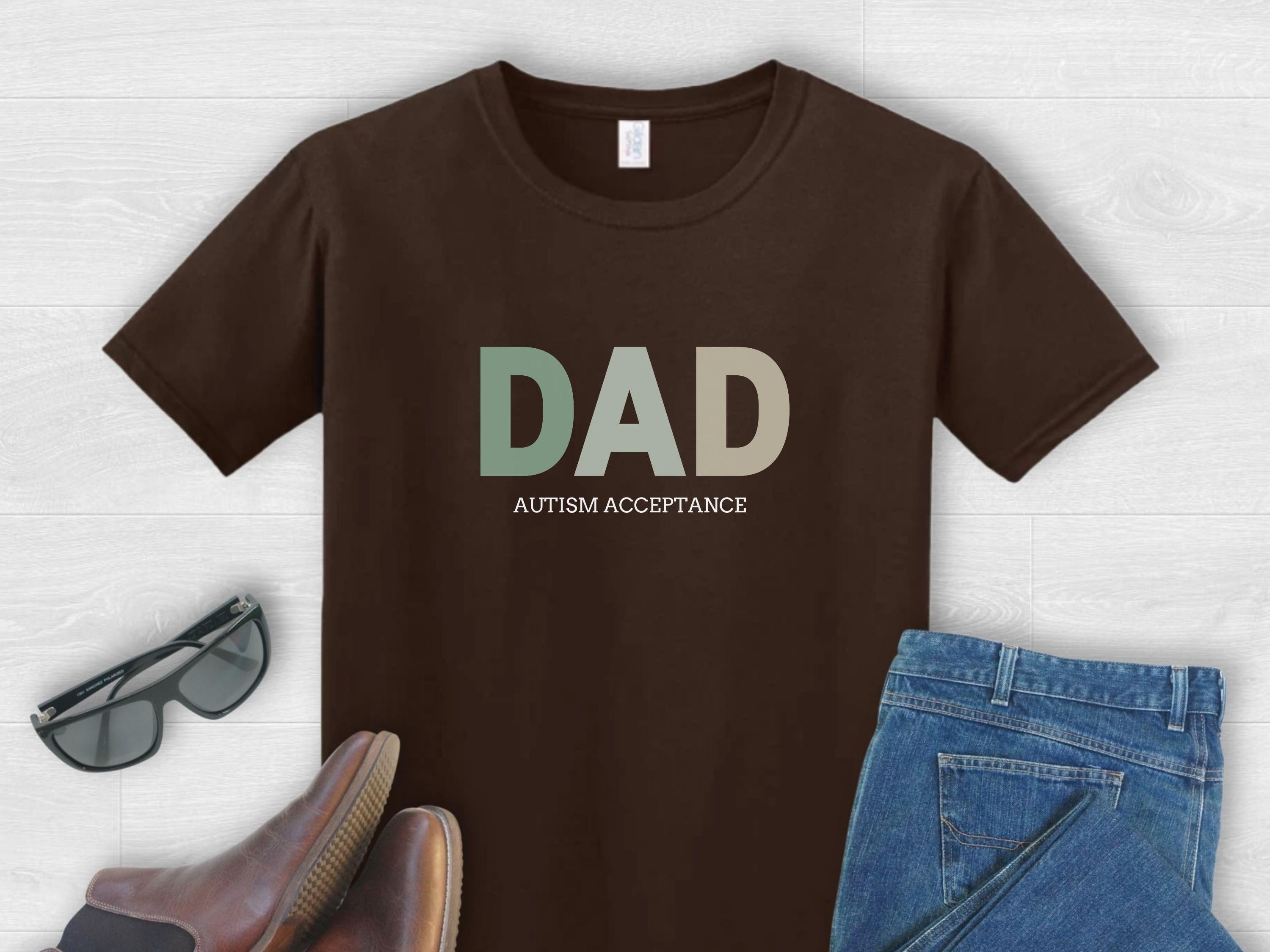 Dad Gradient Tee-Dark Chocolate-Neurodiversity, ADHD & Autism Awareness & Acceptance T-Shirt by Daily Bloom