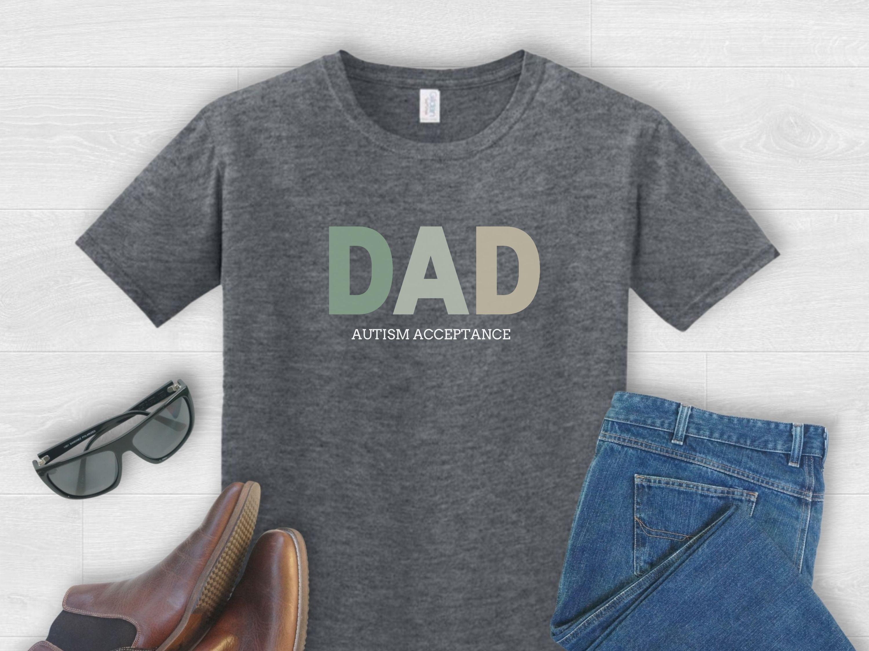Dad Gradient Tee-Dark Heather-Neurodiversity, ADHD & Autism Awareness & Acceptance T-Shirt by Daily Bloom