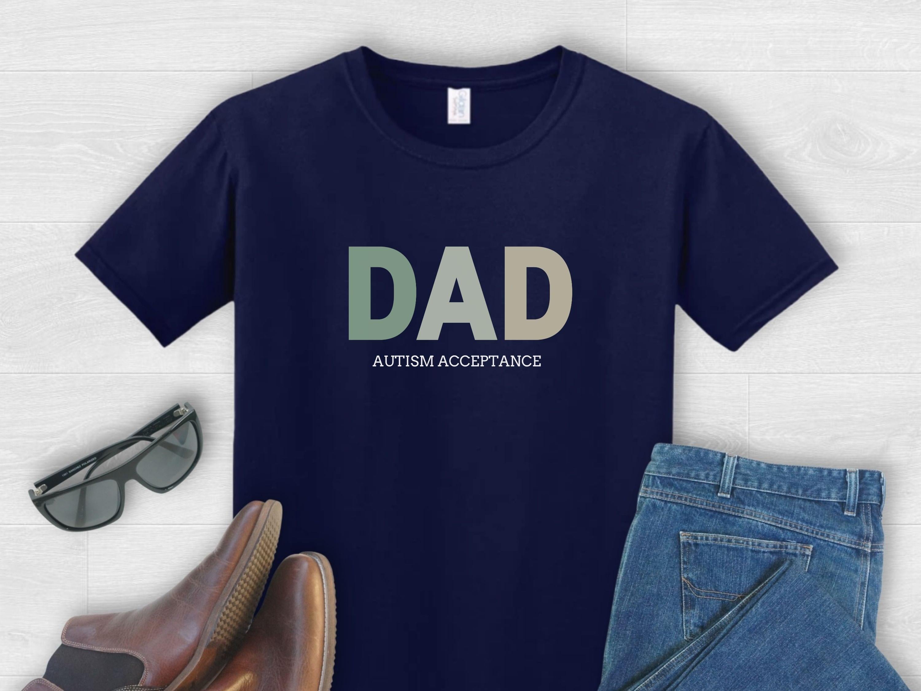 Dad Gradient Tee-Navy-Neurodiversity, ADHD & Autism Awareness & Acceptance T-Shirt by Daily Bloom