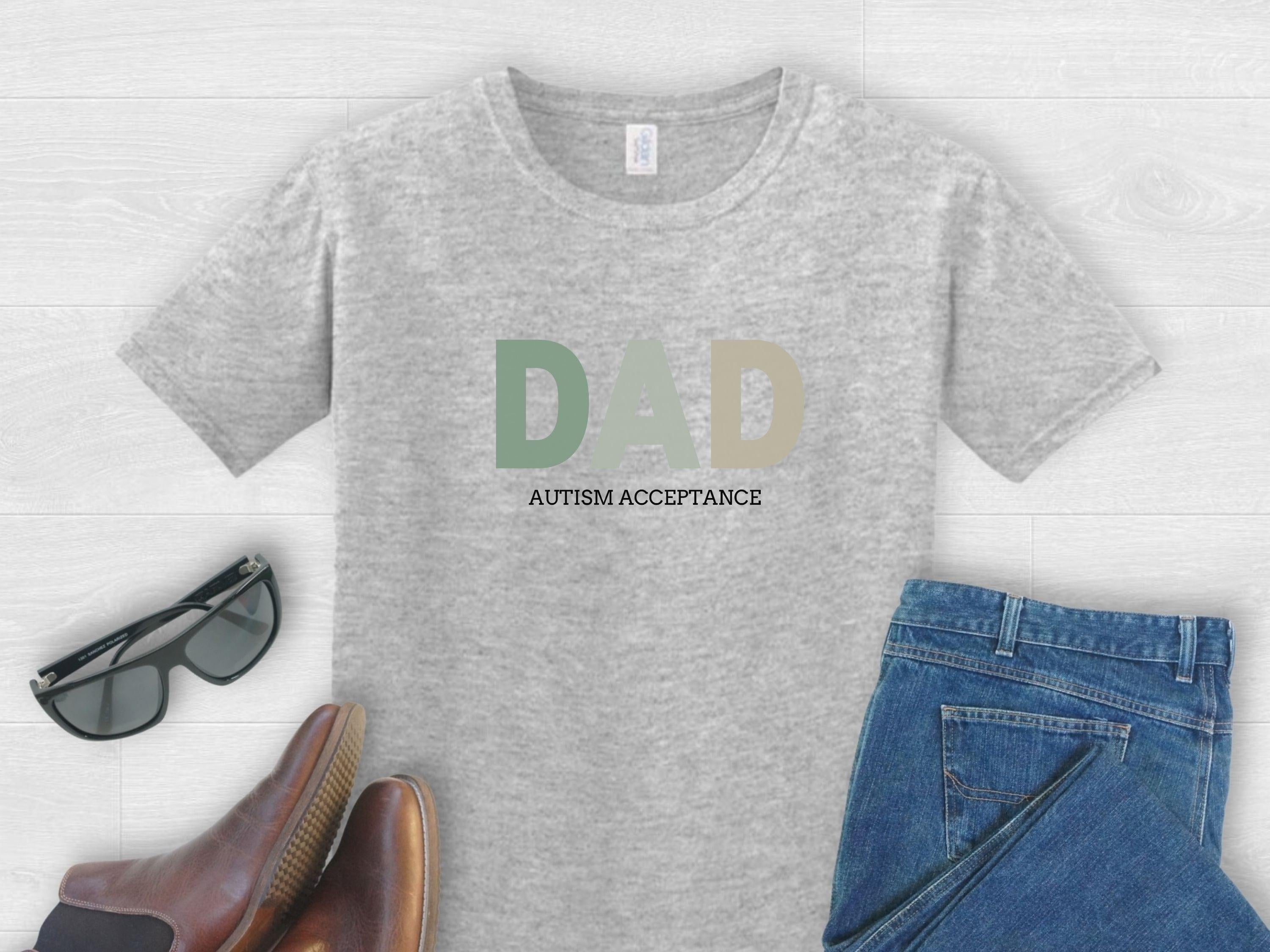 Dad Gradient Tee-Sport Grey-Neurodiversity, ADHD & Autism Awareness & Acceptance T-Shirt by Daily Bloom