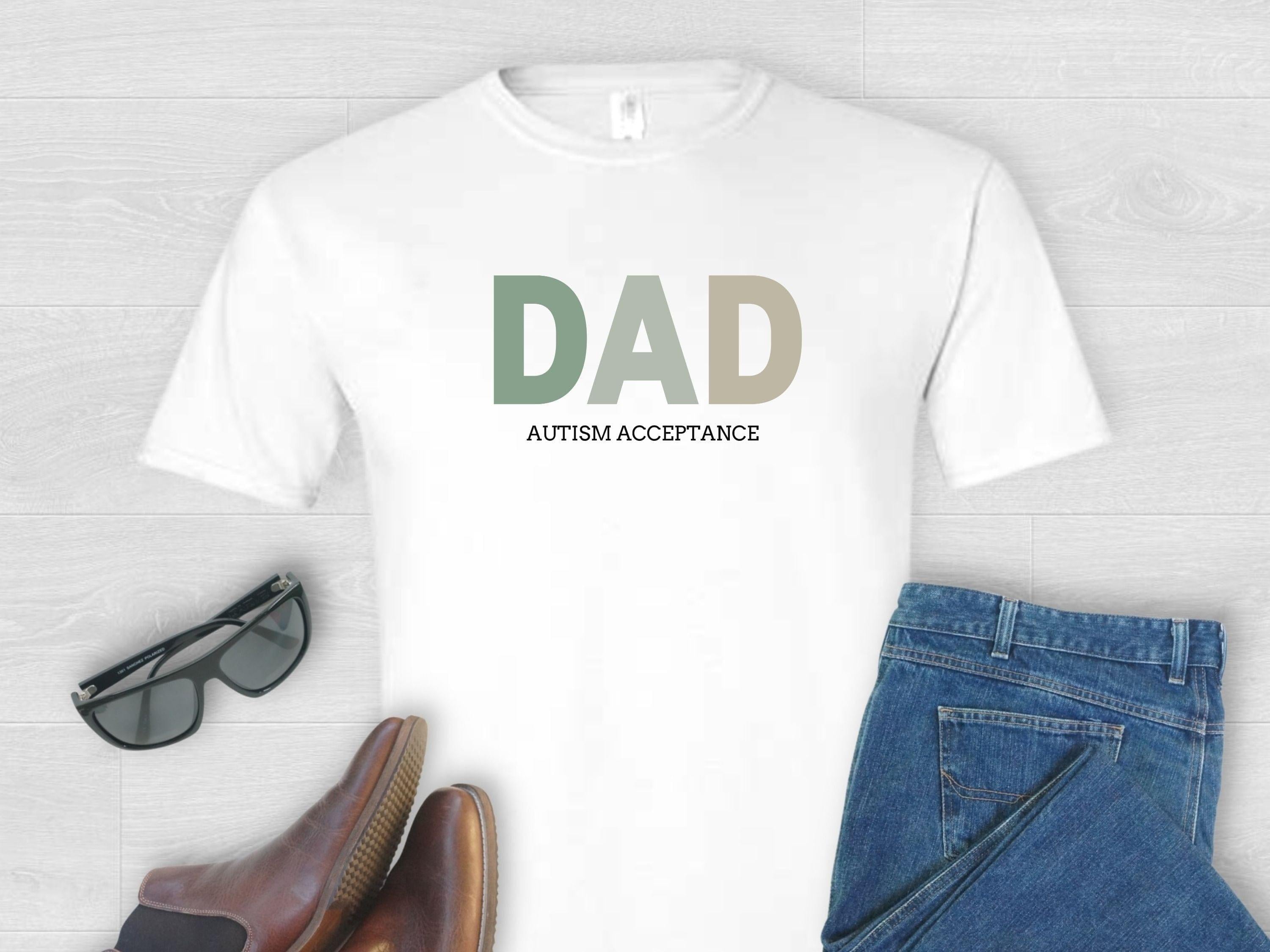 Dad Gradient Tee-White-Neurodiversity, ADHD & Autism Awareness & Acceptance T-Shirt by Daily Bloom