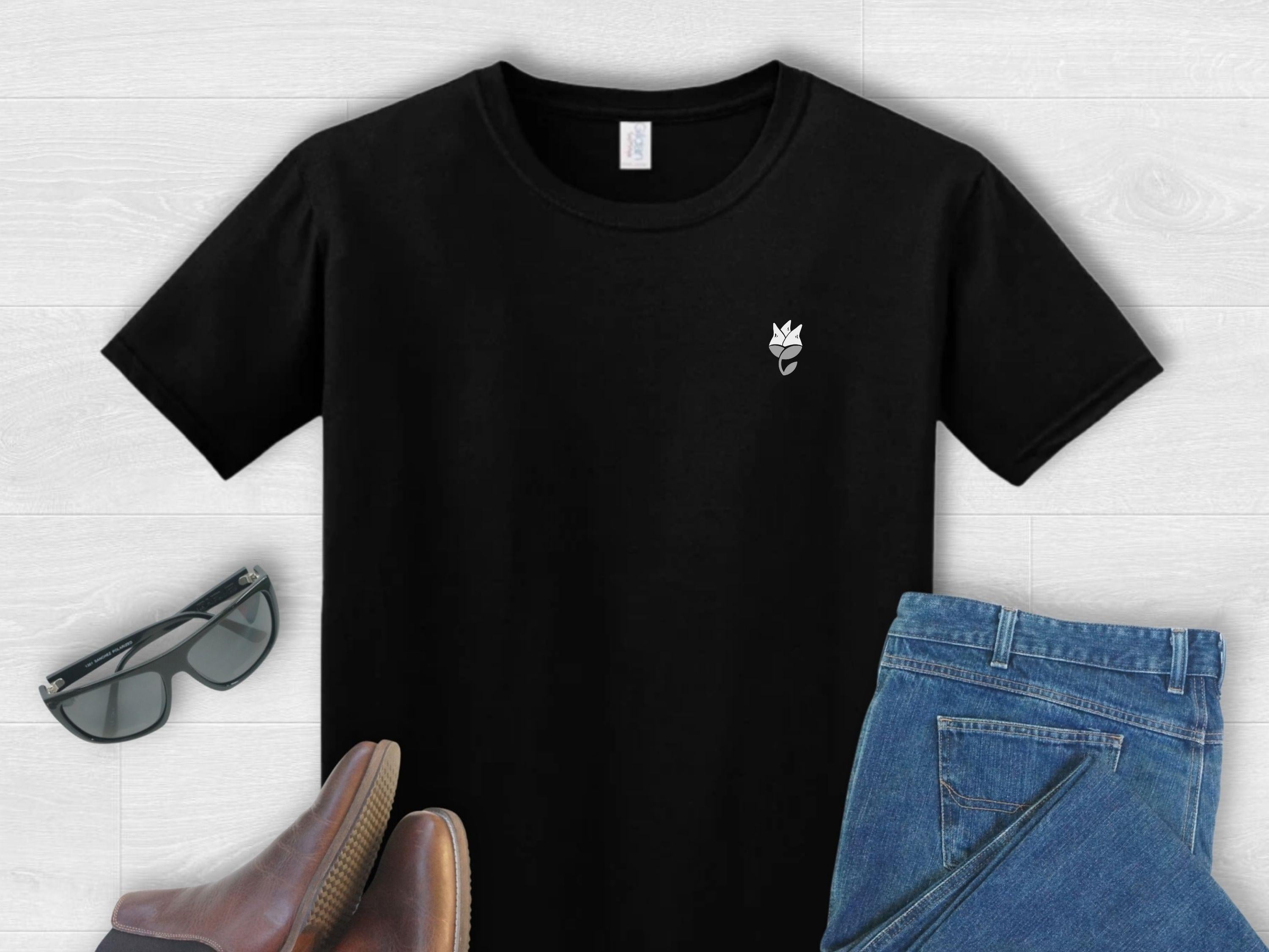 Daily Bloom Brand Two Tone Minimalist Logo Tee-Black-Neurodiversity, ADHD & Autism Awareness & Acceptance T-Shirt by Daily Bloom