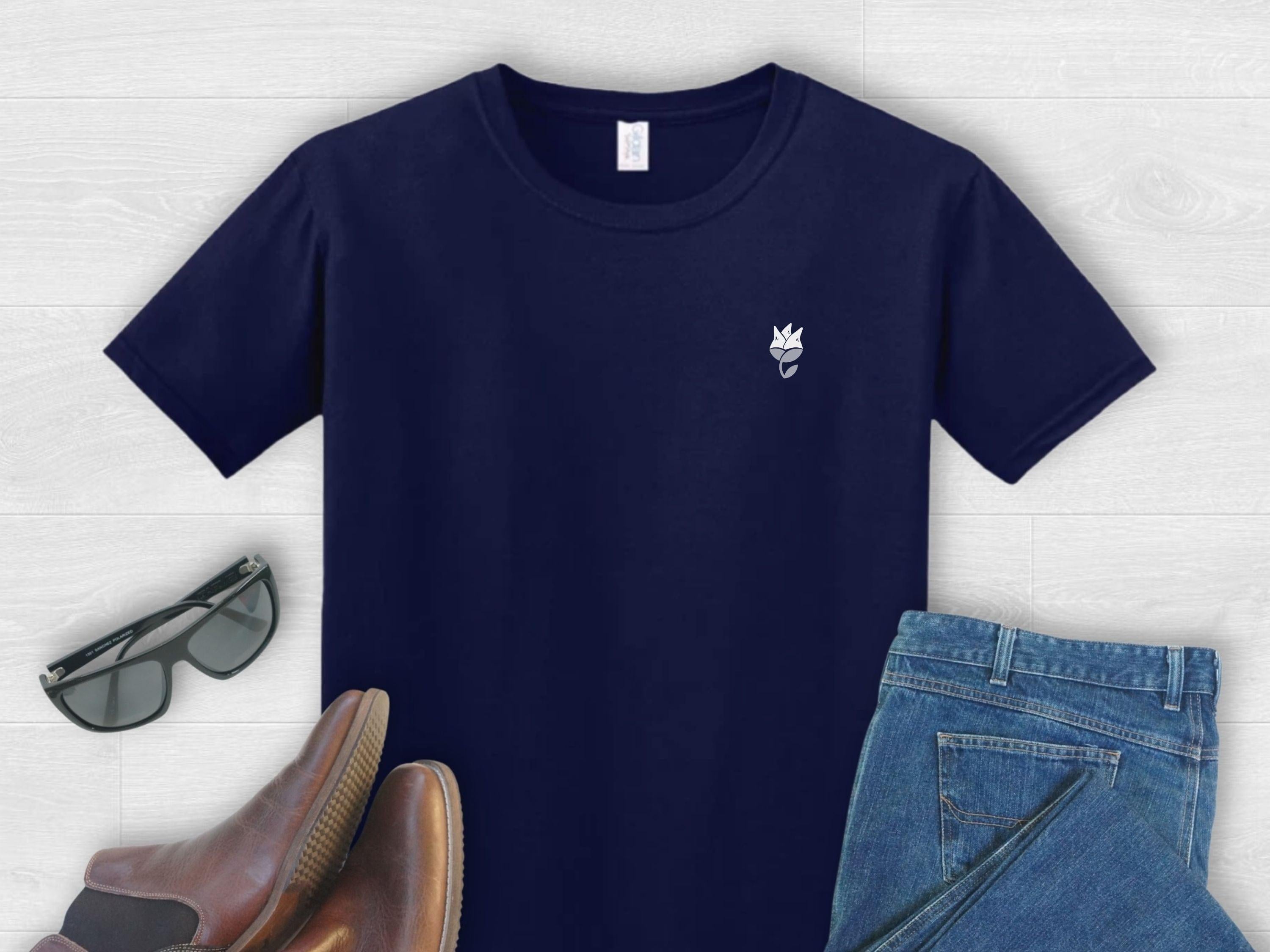Daily Bloom Brand Two Tone Minimalist Logo Tee-Navy-Neurodiversity, ADHD & Autism Awareness & Acceptance T-Shirt by Daily Bloom