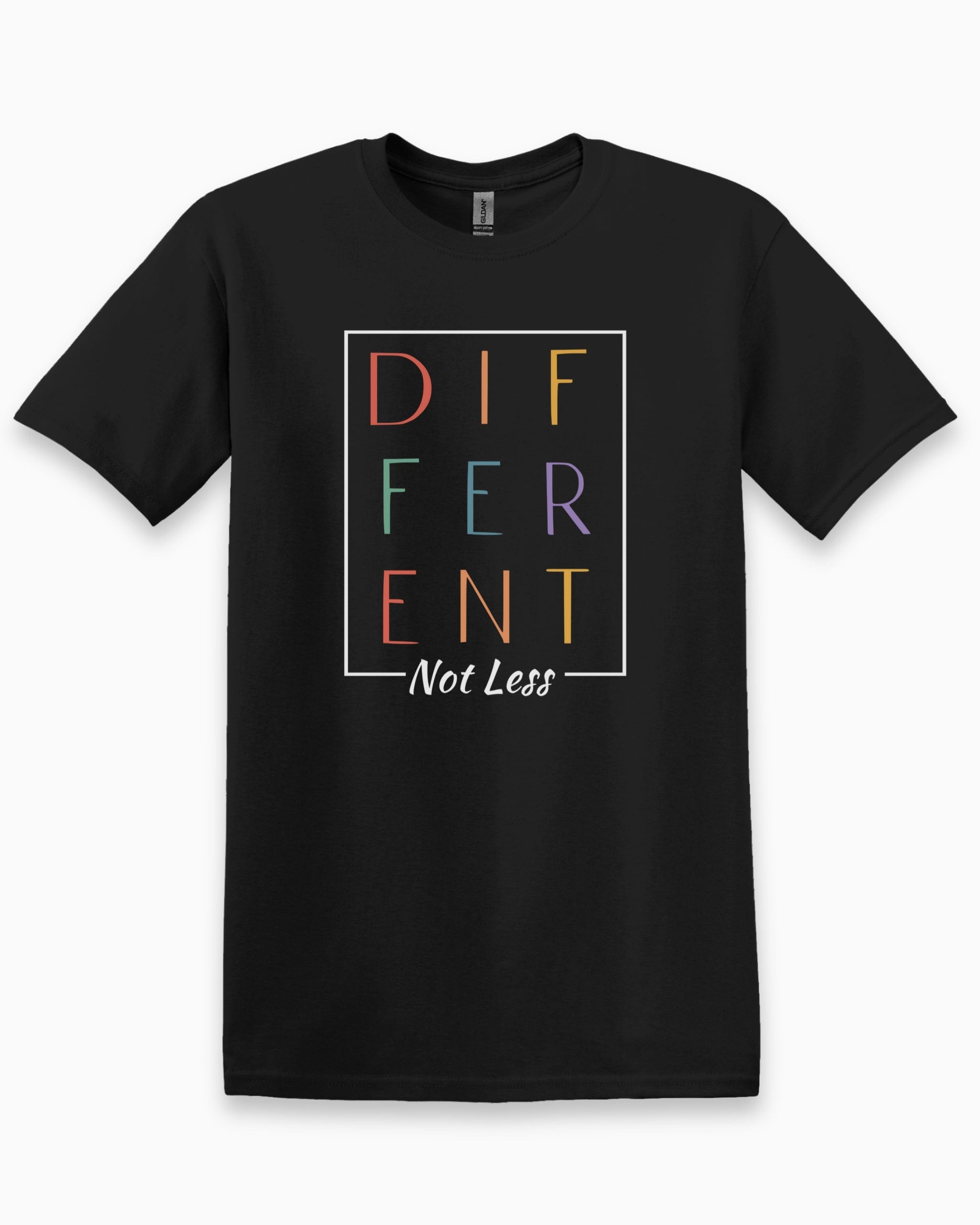Different Not Less Tee-Black-Neurodiversity, ADHD & Autism Awareness & Acceptance T-Shirt by Daily Bloom