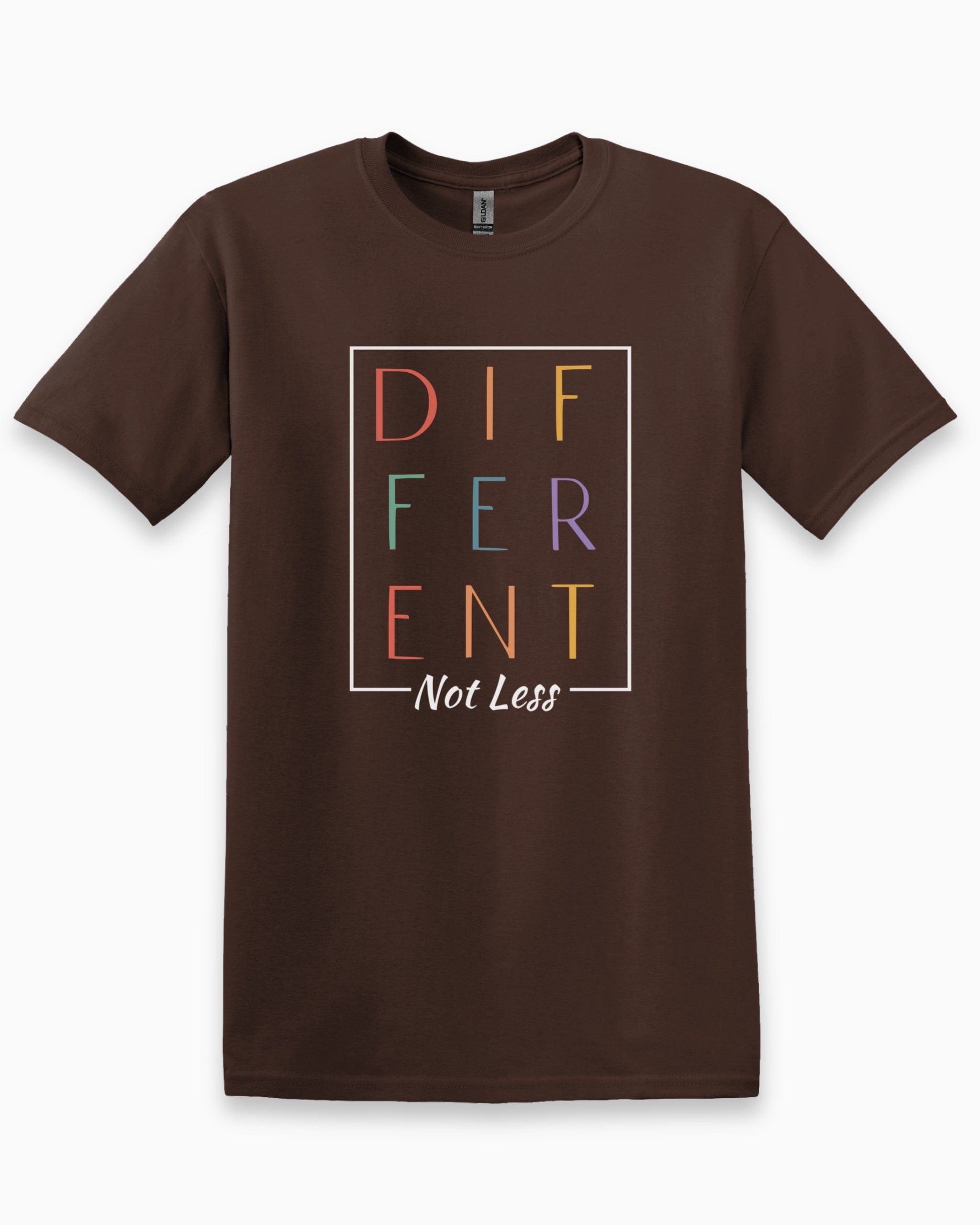 Different Not Less Tee-Dark Chocolate-Neurodiversity, ADHD & Autism Awareness & Acceptance T-Shirt by Daily Bloom