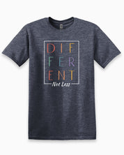 Different Not Less Tee-Heather Navy-Neurodiversity, ADHD & Autism Awareness & Acceptance T-Shirt by Daily Bloom