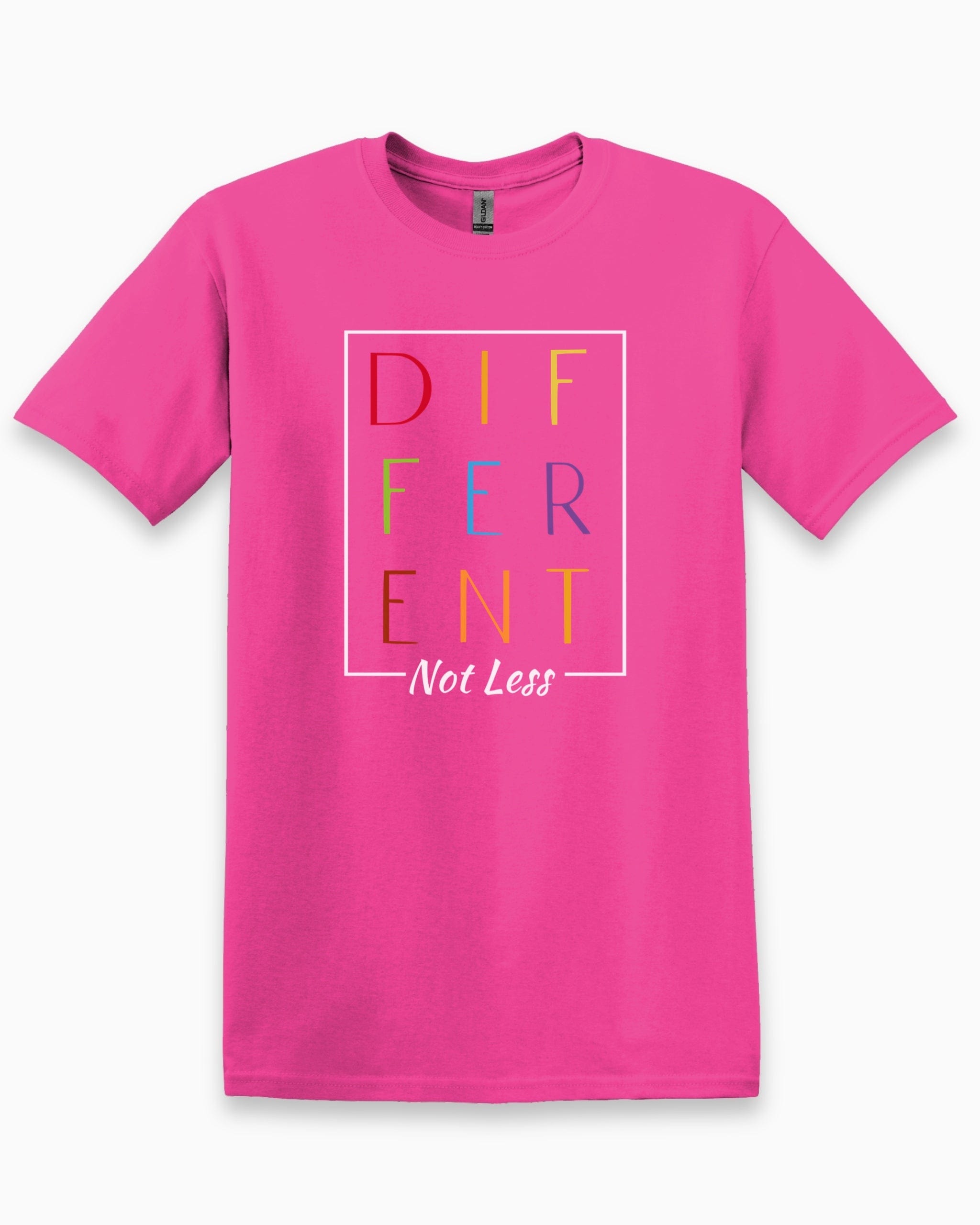 Different Not Less Tee-Heliconia-Neurodiversity, ADHD & Autism Awareness & Acceptance T-Shirt by Daily Bloom