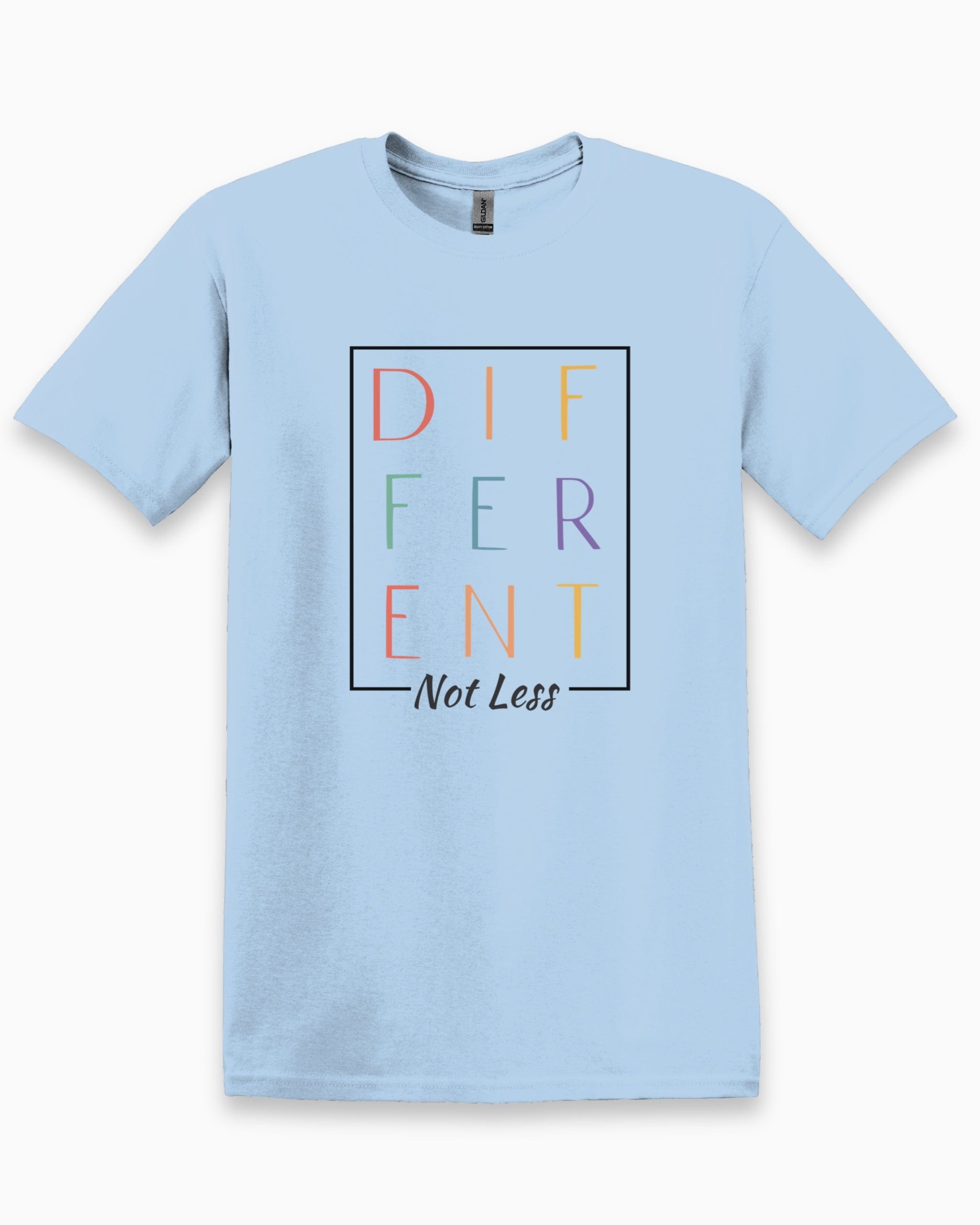 Different Not Less Tee-Light Blue-Neurodiversity, ADHD & Autism Awareness & Acceptance T-Shirt by Daily Bloom