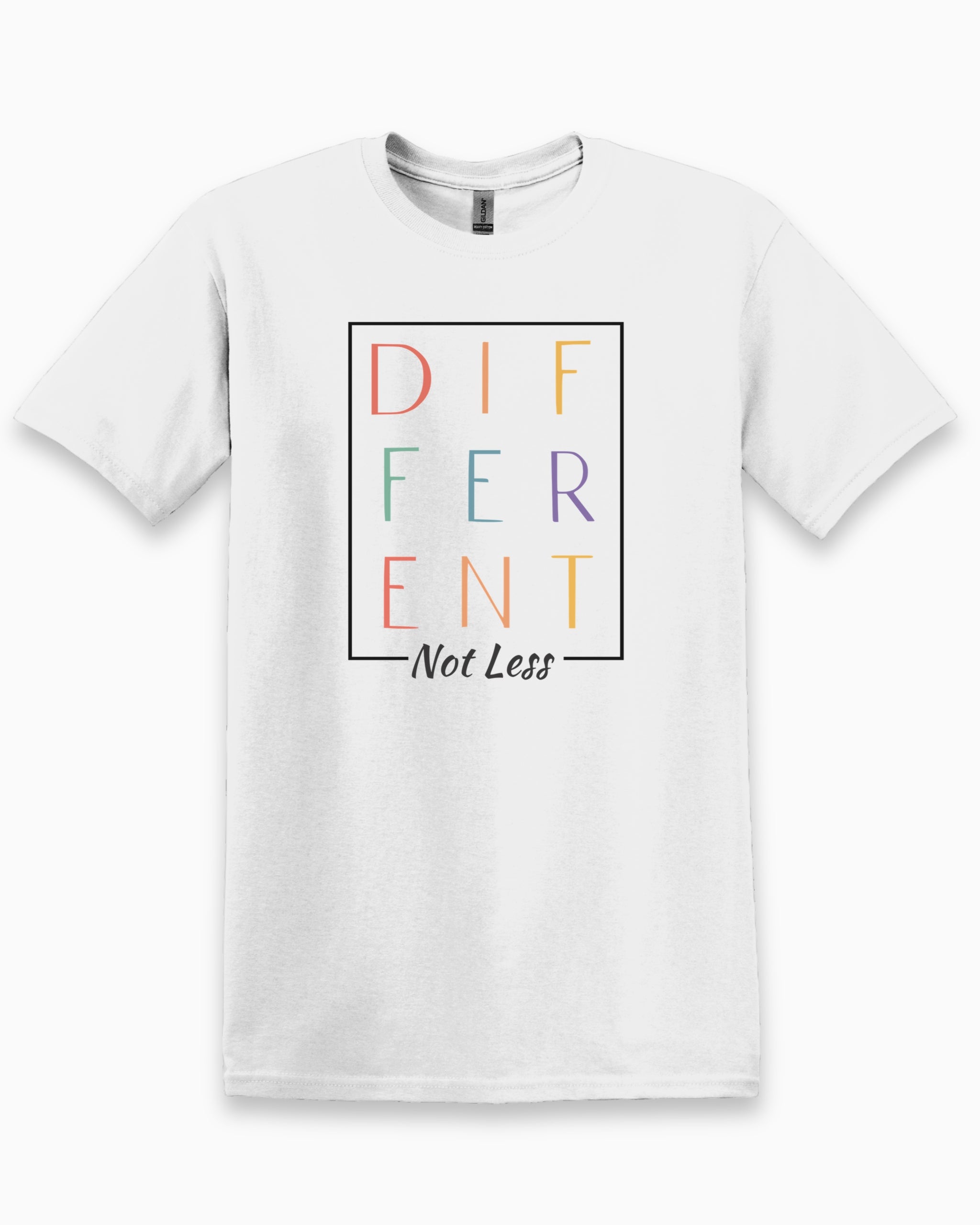 Different Not Less Tee-White-Neurodiversity, ADHD & Autism Awareness & Acceptance T-Shirt by Daily Bloom