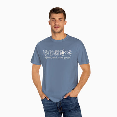Autism T-Shirt - Different Petals Same Garden Flower Sketches Comfort Colors Tee - Daily Bloom