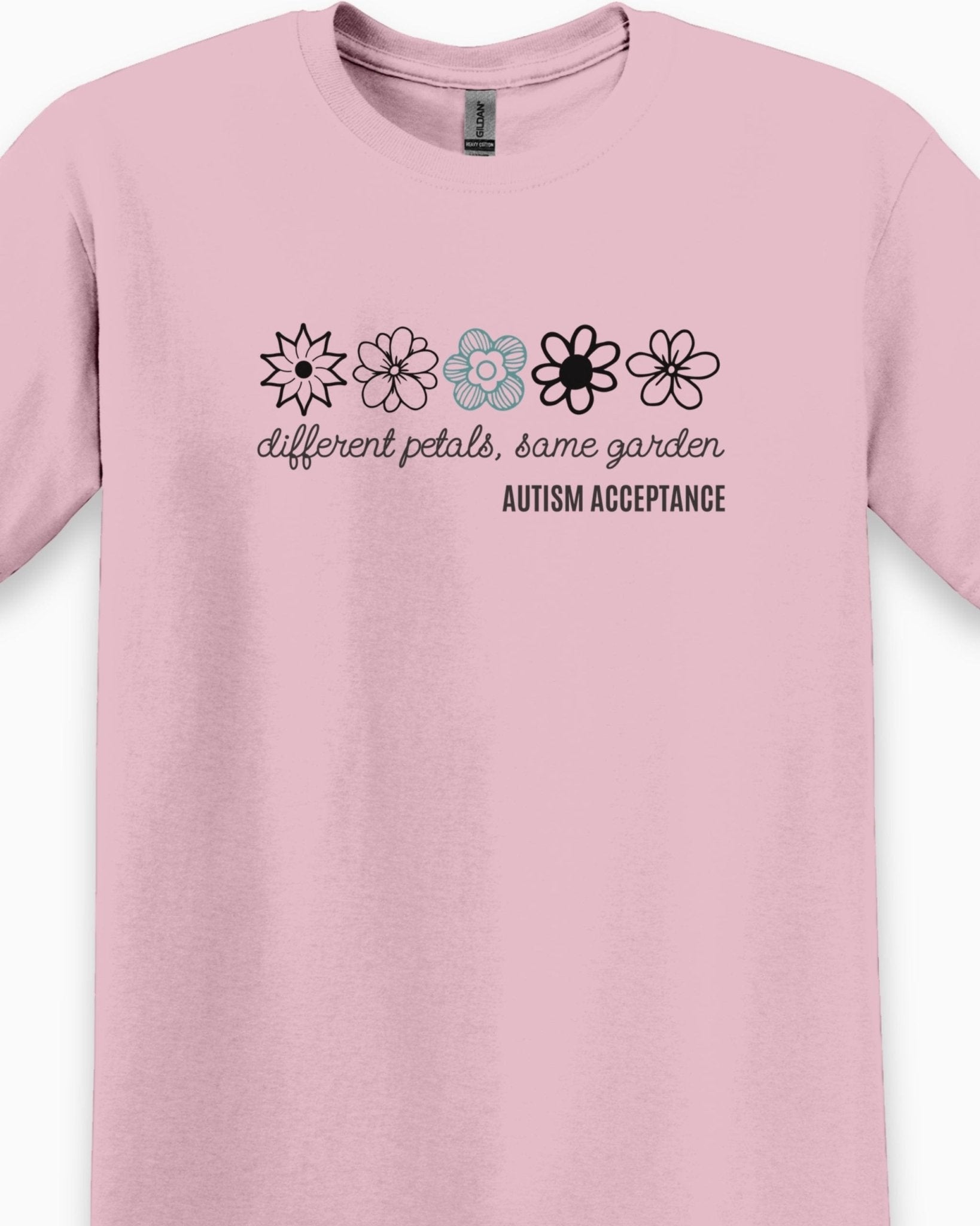 Autism T-Shirt - Different Petals Same Garden Flower Sketches Tee - Daily Bloom