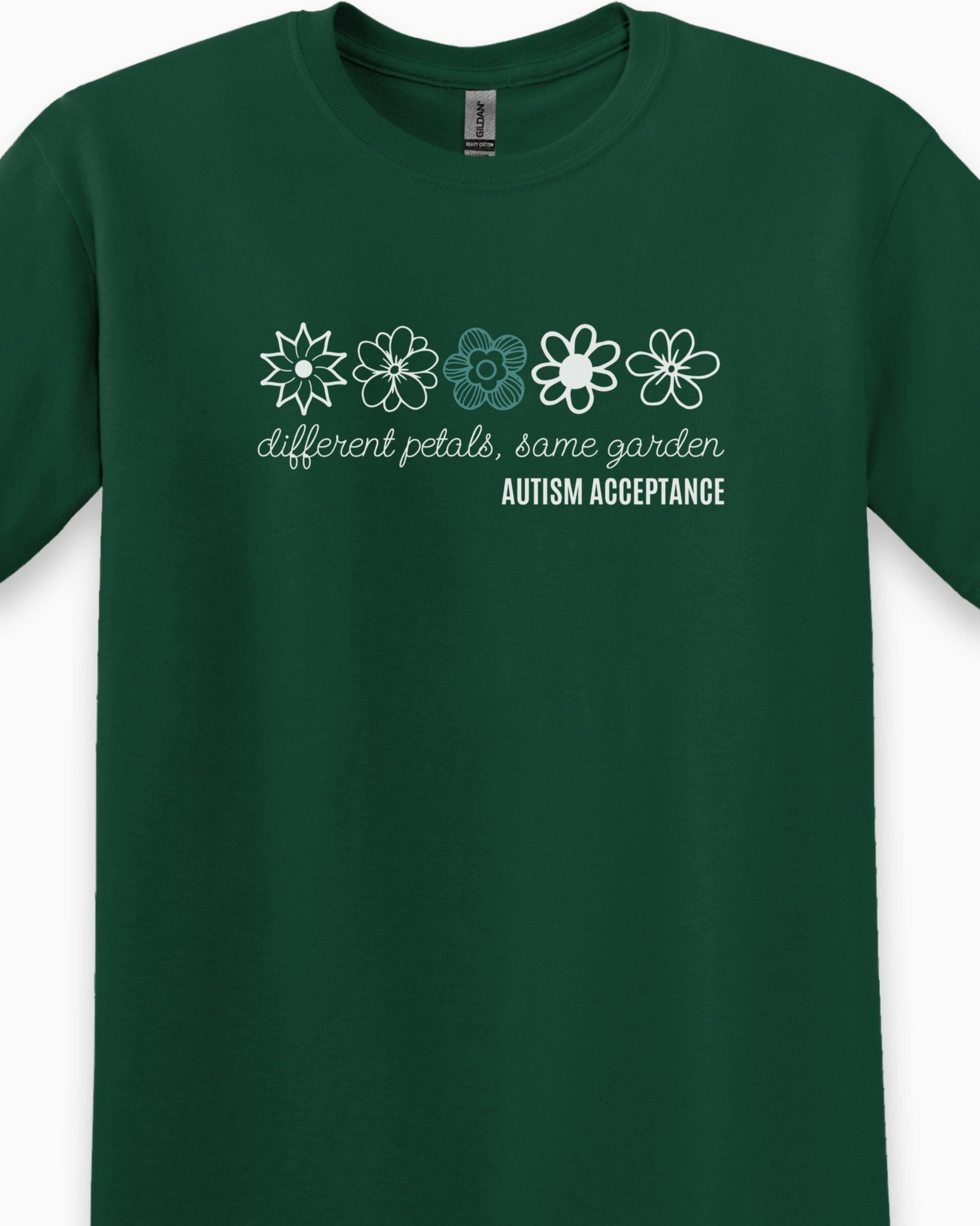 Different Petals Same Garden Flower Sketches Tee-Neurodiversity, ADHD & Autism Awareness & Acceptance T-Shirt by Daily Bloom