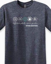 Different Petals Same Garden Flower Sketches Tee-Neurodiversity, ADHD & Autism Awareness & Acceptance T-Shirt by Daily Bloom