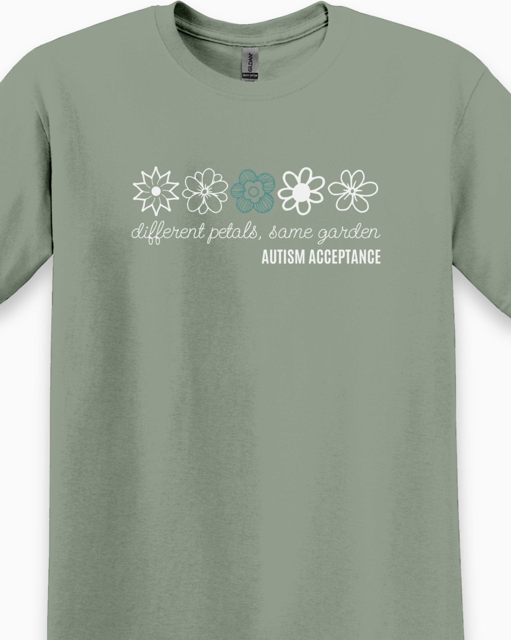 Autism T-Shirt - Different Petals Same Garden Flower Sketches Tee - Daily Bloom