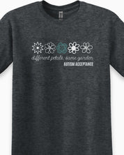 Different Petals Same Garden Flower Sketches Tee-Neurodiversity, ADHD & Autism Awareness & Acceptance T-Shirt by Daily Bloom