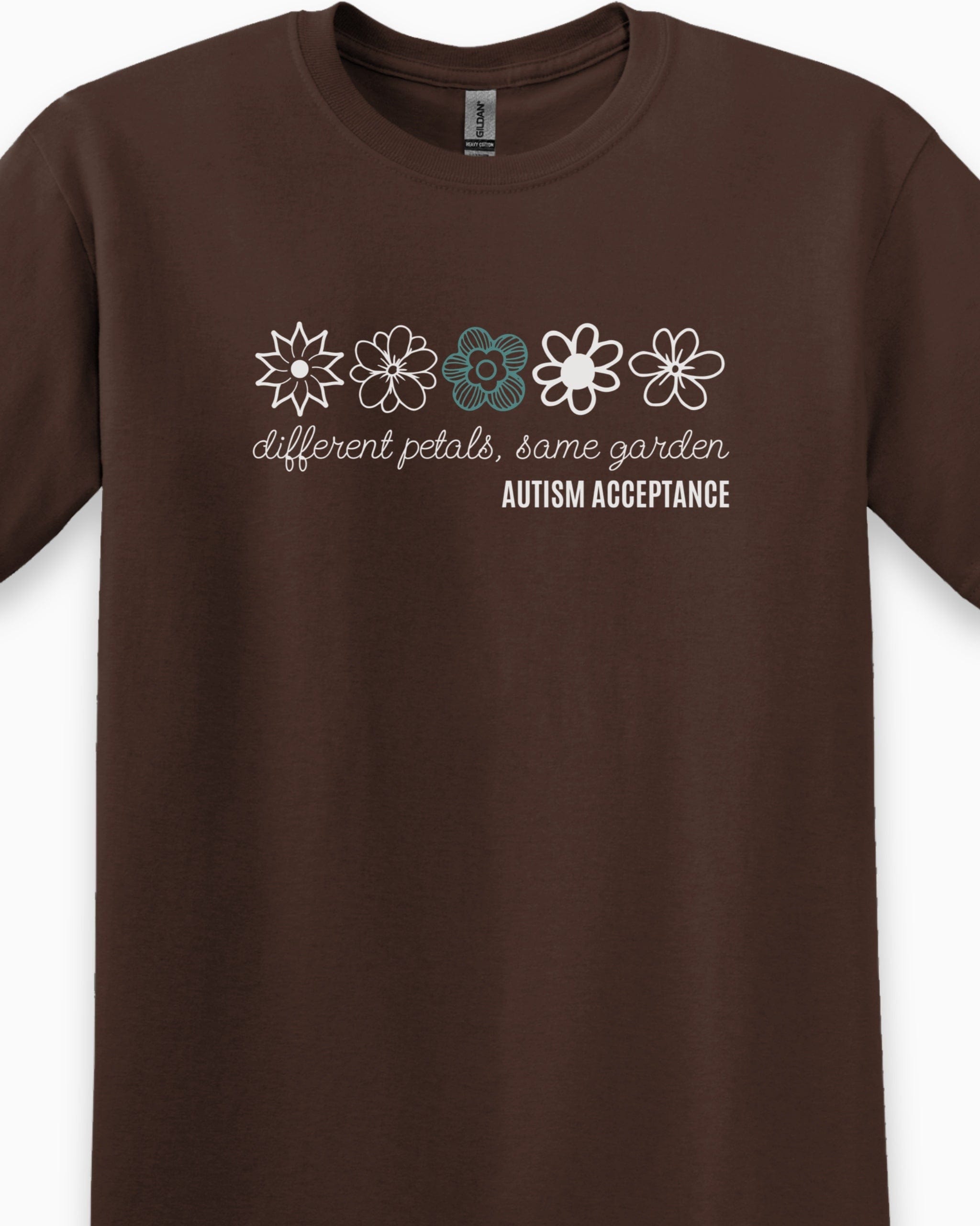 Different Petals Same Garden Flower Sketches Tee-Neurodiversity, ADHD & Autism Awareness & Acceptance T-Shirt by Daily Bloom