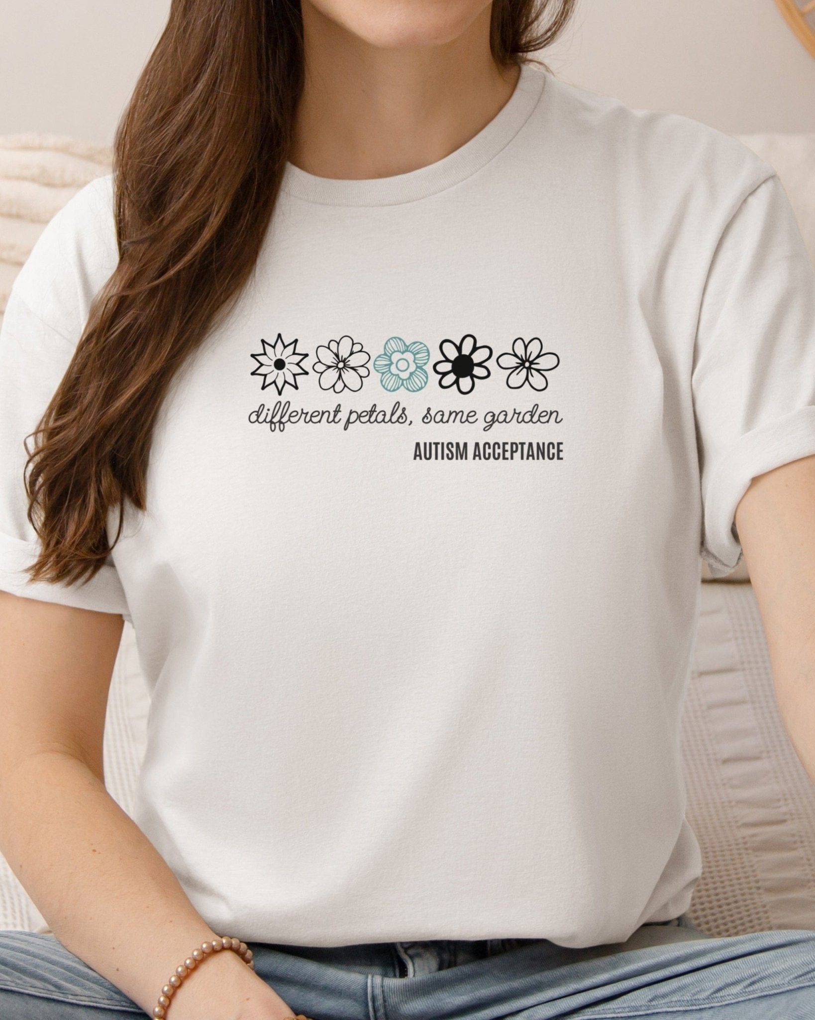 Autism T-Shirt - Different Petals Same Garden Flower Sketches Tee - Daily Bloom