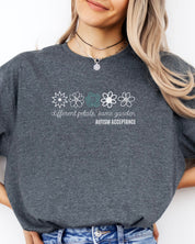 Different Petals Same Garden Flower Sketches Tee-Neurodiversity, ADHD & Autism Awareness & Acceptance T-Shirt by Daily Bloom