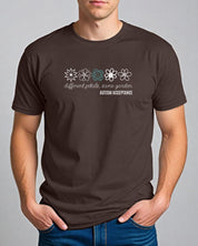 Different Petals Same Garden Flower Sketches Tee-Neurodiversity, ADHD & Autism Awareness & Acceptance T-Shirt by Daily Bloom