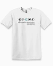 Different Petals Same Garden Flower Sketches Tee-White-Neurodiversity, ADHD & Autism Awareness & Acceptance T-Shirt by Daily Bloom