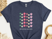 Different Petals Same Garden Tee-Heather Navy-Neurodiversity, ADHD & Autism Awareness & Acceptance T-Shirt by Daily Bloom