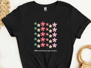 Different Petals Same Garden Tee-Black-Neurodiversity, ADHD & Autism Awareness & Acceptance T-Shirt by Daily Bloom