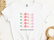 Different Petals Same Garden Tee-White-Neurodiversity, ADHD & Autism Awareness & Acceptance T-Shirt by Daily Bloom
