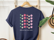 Different Petals Same Garden Tee w/ Back Print-Neurodiversity, ADHD & Autism Awareness & Acceptance T-Shirt by Daily Bloom