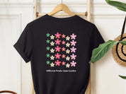 Different Petals Same Garden Tee w/ Back Print-Neurodiversity, ADHD & Autism Awareness & Acceptance T-Shirt by Daily Bloom