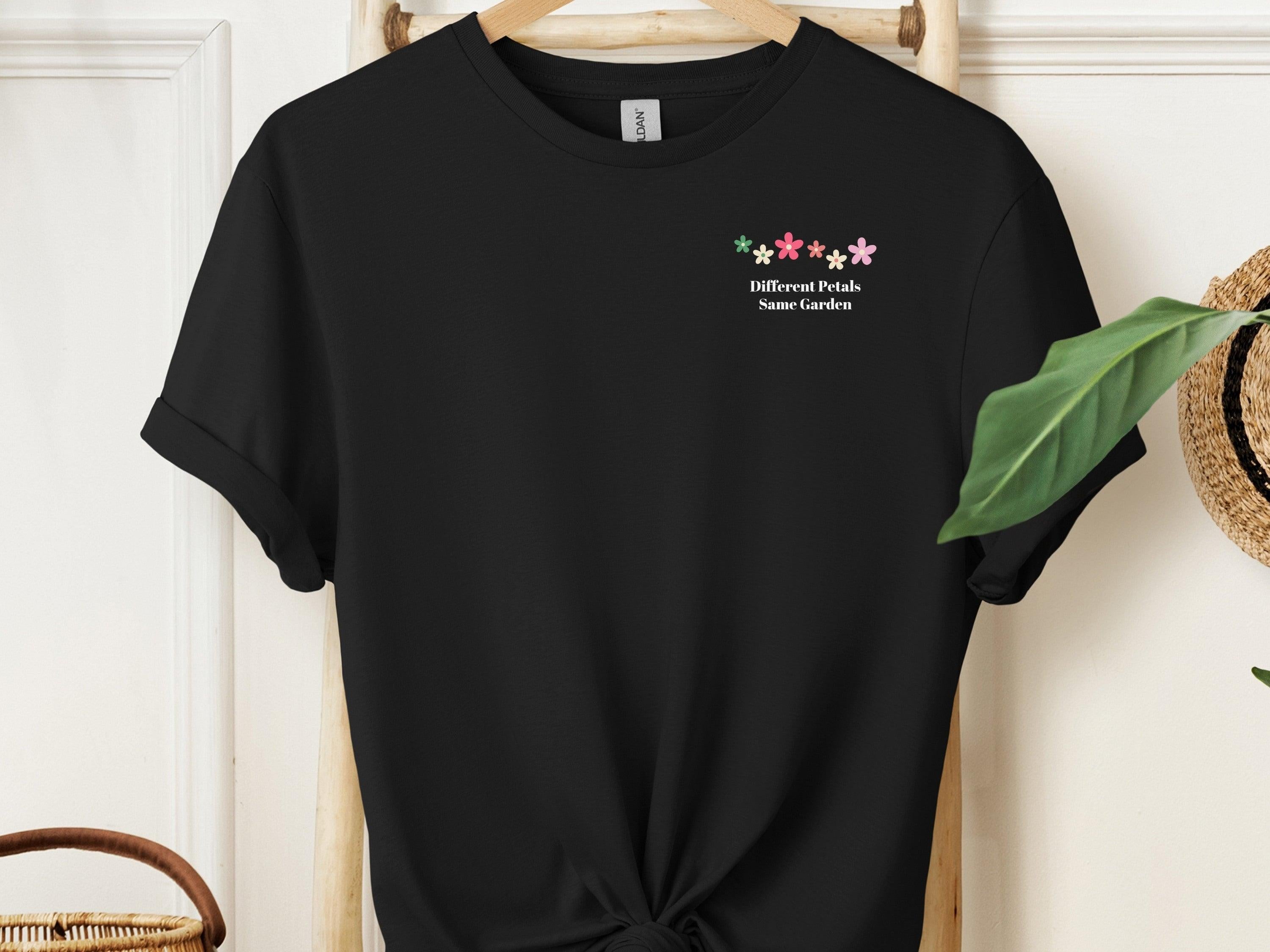 Different Petals Same Garden Tee w/ Back Print-Neurodiversity, ADHD & Autism Awareness & Acceptance T-Shirt by Daily Bloom