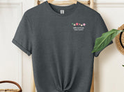 Different Petals Same Garden Tee w/ Back Print-Dark Heather Grey-Neurodiversity, ADHD & Autism Awareness & Acceptance T-Shirt by Daily Bloom