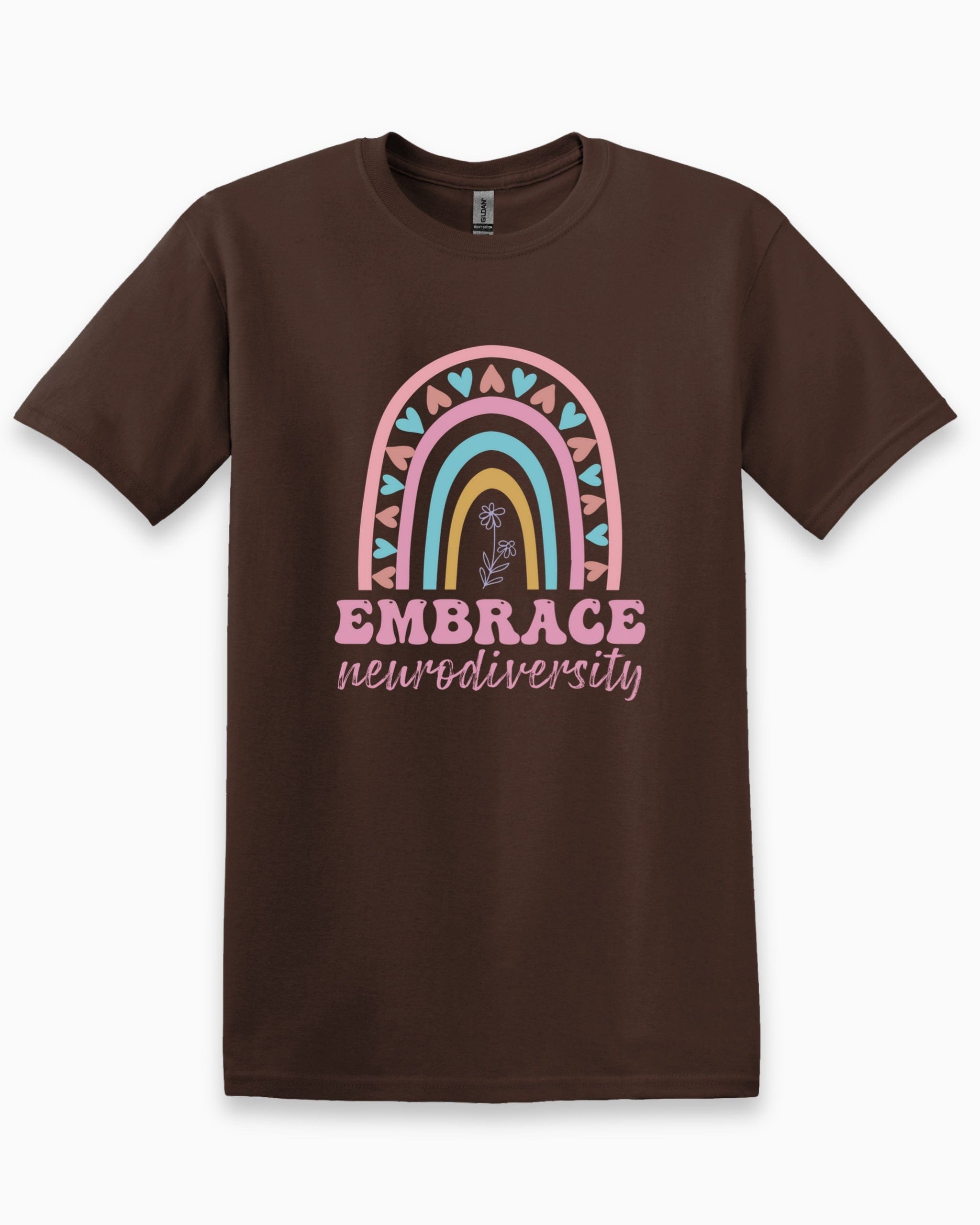 Embrace Neurodiversity Tee-Dark Chocolate-Neurodiversity, ADHD & Autism Awareness & Acceptance T-Shirt by Daily Bloom