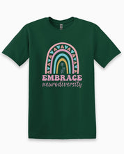 Embrace Neurodiversity Tee-Forest Green-Neurodiversity, ADHD & Autism Awareness & Acceptance T-Shirt by Daily Bloom