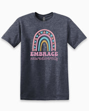 Embrace Neurodiversity Tee-Heather Navy-Neurodiversity, ADHD & Autism Awareness & Acceptance T-Shirt by Daily Bloom