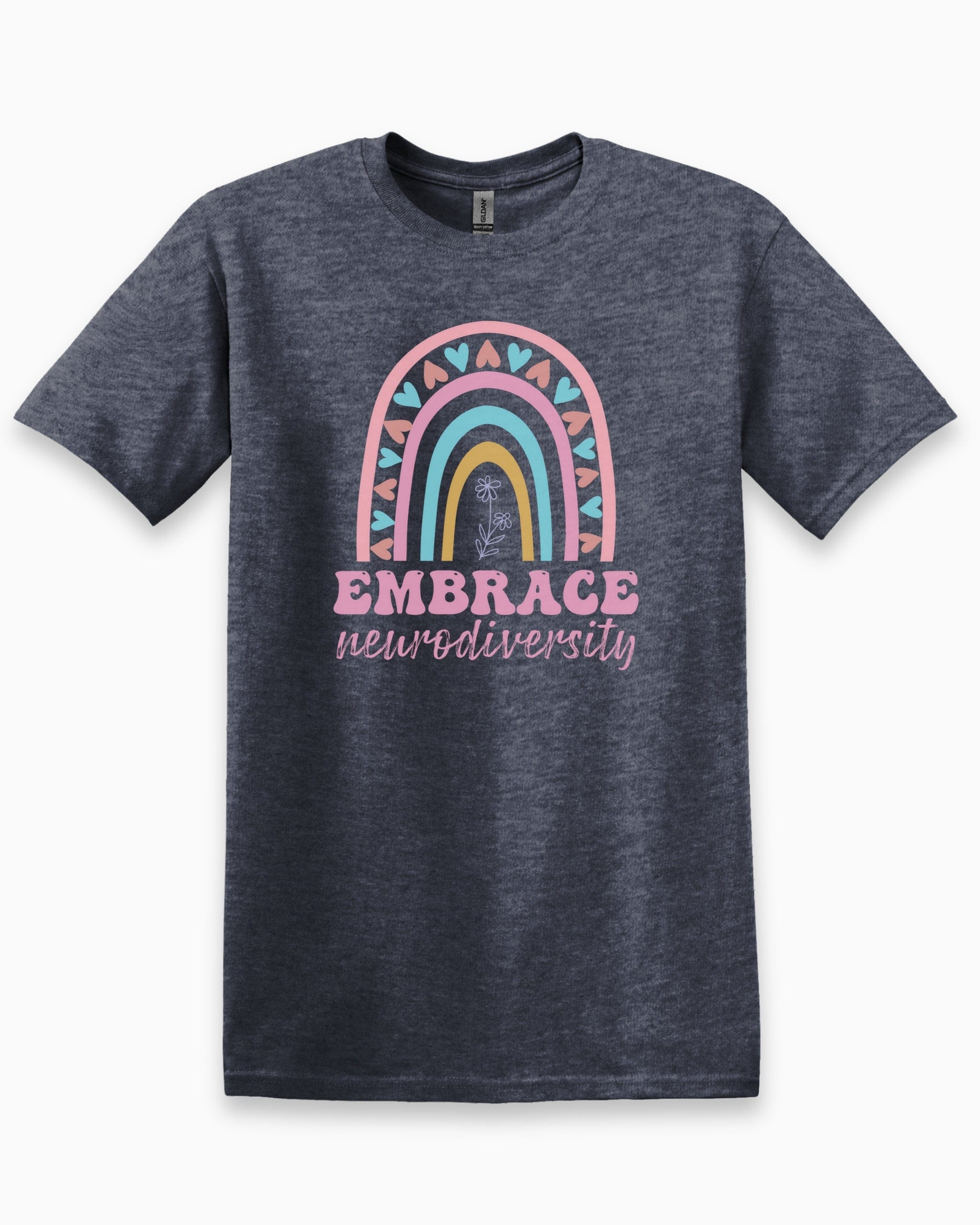Embrace Neurodiversity Tee-Heather Navy-Neurodiversity, ADHD & Autism Awareness & Acceptance T-Shirt by Daily Bloom