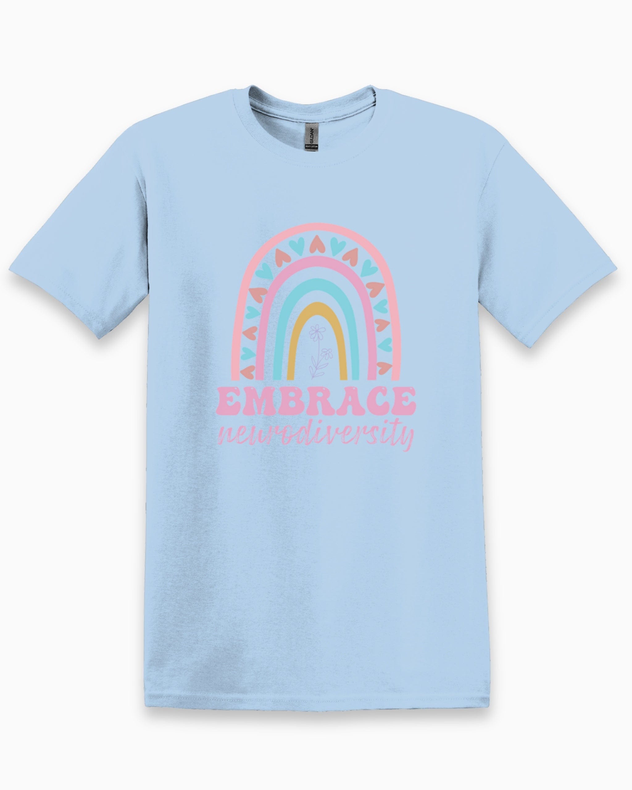 Embrace Neurodiversity Tee-Light Blue-Neurodiversity, ADHD & Autism Awareness & Acceptance T-Shirt by Daily Bloom