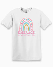 Embrace Neurodiversity Tee-White-Neurodiversity, ADHD & Autism Awareness & Acceptance T-Shirt by Daily Bloom
