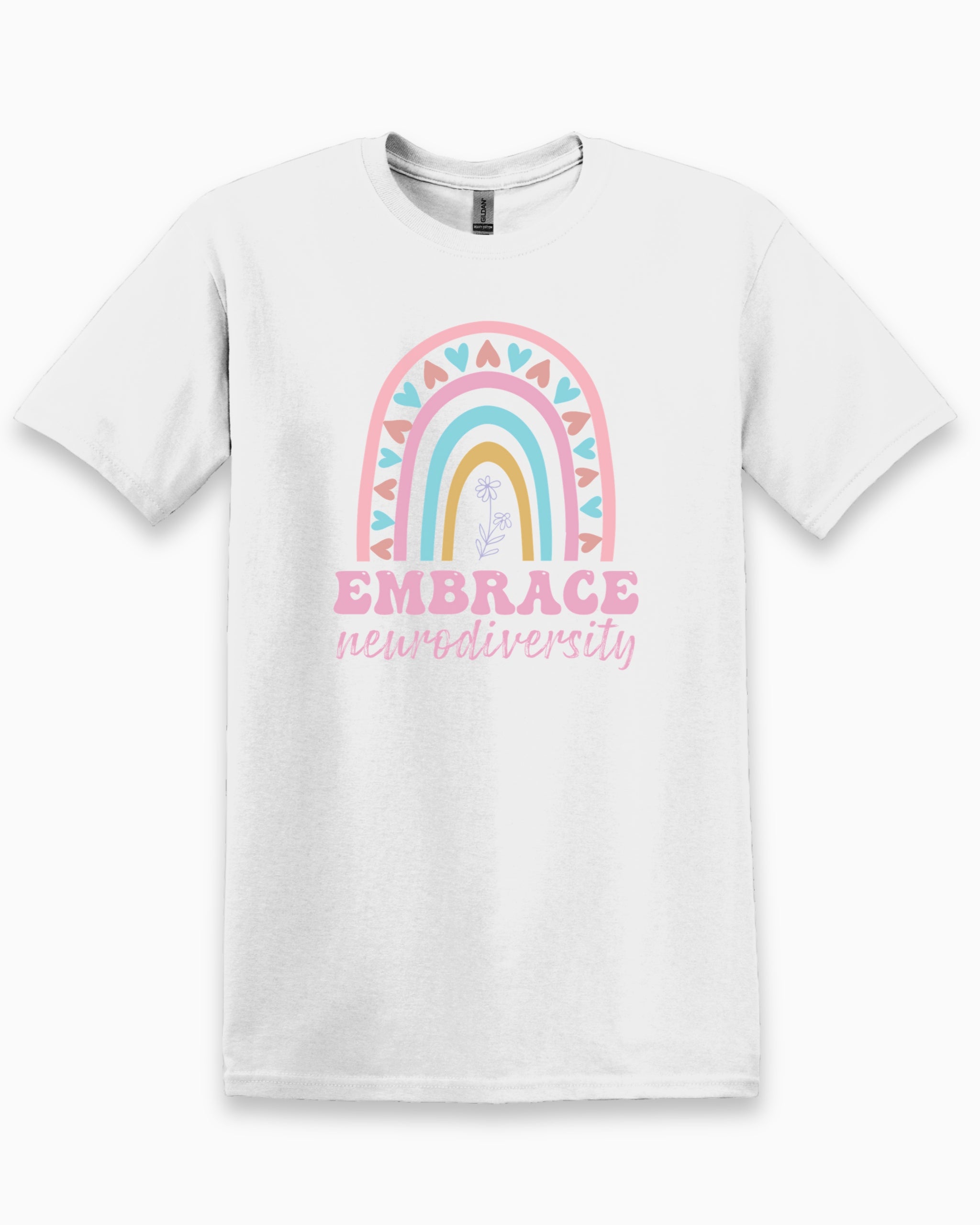Embrace Neurodiversity Tee-White-Neurodiversity, ADHD & Autism Awareness & Acceptance T-Shirt by Daily Bloom